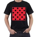 Polka Dots - Black on Alizarin Red Men s T-Shirt (Black)