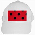 Polka Dots - Black on Alizarin Red Black Cap