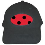 Polka Dots - Black on Alizarin Red Black Cap