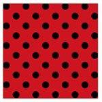 Polka Dots - Black on Fire Engine Red Large Satin Scarf (Square)