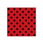 Polka Dots - Black on Fire Engine Red Satin Bandana Scarf