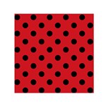 Polka Dots - Black on Fire Engine Red Small Satin Scarf  (Square)