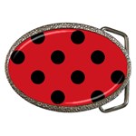 Polka Dots - Black on Fire Engine Red Belt Buckle