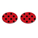 Polka Dots - Black on Fire Engine Red Cufflinks (Oval)