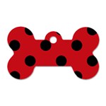 Polka Dots - Black on Fire Engine Red Dog Tag Bone (One Side)