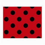 Polka Dots - Black on Fire Engine Red Small Glasses Cloth (2 Sides)