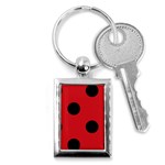 Polka Dots - Black on Fire Engine Red Key Chain (Rectangle)