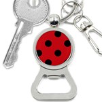 Polka Dots - Black on Fire Engine Red Bottle Opener Key Chain