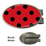 Polka Dots - Black on Fire Engine Red Money Clip (Oval)