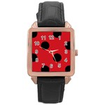 Polka Dots - Black on Fire Engine Red Rose Gold Leather Watch