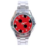 Polka Dots - Black on Fire Engine Red Stainless Steel Analogue Watch