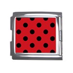 Polka Dots - Black on Fire Engine Red Mega Link Italian Charm (18mm)