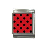 Polka Dots - Black on Fire Engine Red Italian Charm (13mm)