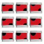 Polka Dots - Black on Fire Engine Red 9mm Italian Charm (9 pack)