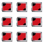 Polka Dots - Black on Fire Engine Red Mega Link Italian Charm (9 pack)