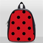 Polka Dots - Black on Fire Engine Red School Bag (Small)