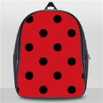 Polka Dots - Black on Fire Engine Red School Bag (Large)