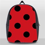 Polka Dots - Black on Fire Engine Red School Bag (XL)