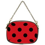 Polka Dots - Black on Fire Engine Red Chain Purse (One Side)