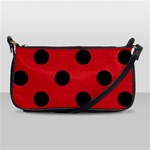 Polka Dots - Black on Fire Engine Red Shoulder Clutch Bag