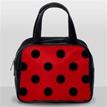 Polka Dots - Black on Fire Engine Red Classic Handbag (One Side)