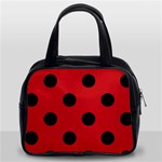 Polka Dots - Black on Fire Engine Red Classic Handbag (Two Sides)