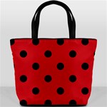 Polka Dots - Black on Fire Engine Red Bucket Bag