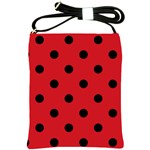 Polka Dots - Black on Fire Engine Red Shoulder Sling Bag