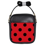 Polka Dots - Black on Fire Engine Red Girls Sling Bag