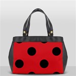 Polka Dots - Black on Fire Engine Red Oversize Office Handbag (One Side)