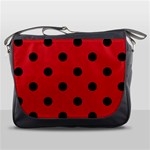 Polka Dots - Black on Fire Engine Red Messenger Bag