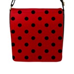 Polka Dots - Black on Fire Engine Red Flap Closure Messenger Bag (L)