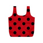 Polka Dots - Black on Fire Engine Red Full Print Recycle Bag (S)