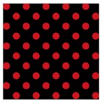 Polka Dots - Fire Engine Red on Black Large Satin Scarf (Square)