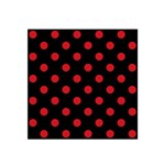 Polka Dots - Fire Engine Red on Black Satin Bandana Scarf