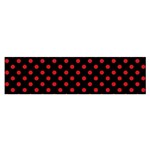 Polka Dots - Fire Engine Red on Black Satin Scarf (Oblong)