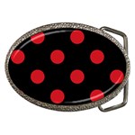 Polka Dots - Fire Engine Red on Black Belt Buckle