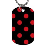 Polka Dots - Fire Engine Red on Black Dog Tag (One Side)