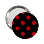 Polka Dots - Fire Engine Red on Black 2.25  Handbag Mirror