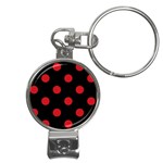 Polka Dots - Fire Engine Red on Black Nail Clippers Key Chain