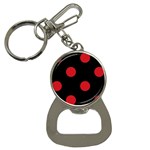 Polka Dots - Fire Engine Red on Black Bottle Opener Key Chain