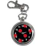 Polka Dots - Fire Engine Red on Black Key Chain Watch