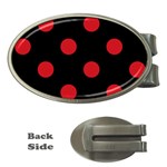 Polka Dots - Fire Engine Red on Black Money Clip (Oval)