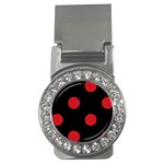 Polka Dots - Fire Engine Red on Black Money Clip (CZ)