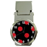 Polka Dots - Fire Engine Red on Black Money Clip Watch