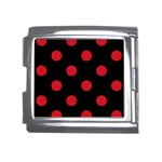 Polka Dots - Fire Engine Red on Black Mega Link Italian Charm (18mm)