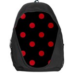 Polka Dots - Fire Engine Red on Black Backpack Bag