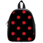 Polka Dots - Fire Engine Red on Black School Bag (Small)