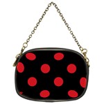 Polka Dots - Fire Engine Red on Black Chain Purse (One Side)