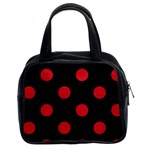 Polka Dots - Fire Engine Red on Black Classic Handbag (Two Sides)